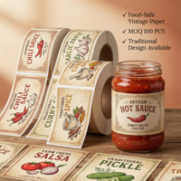 Étiquette autocollante pour bouteille de condiment, autocollant en papier vintage imperméable pour emballage alimentaire traditionnel