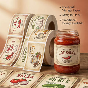 Etiqueta Autoadhesiva para Botellas de Condimentos, Etiqueta de Papel Vintage Impermeable para Envasado de Alimentos Tradicionales - Product Image 1