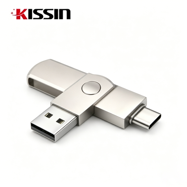 KISSIN Gadgets Electronic Custom Metal 3 in 1 Mobile Phone OTG Pendrive 3.0 128GB 64GB 32GB 16GB OTG Custom USB Flash Drives