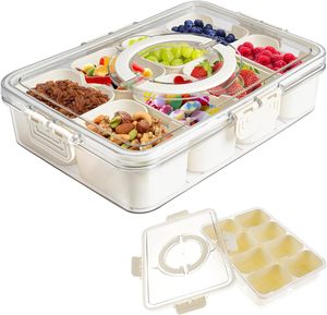 Portable Snackle Box Charcuterie Food <b>Container</b> Divided Serving Tray with Lid and Handle - Product Image 1