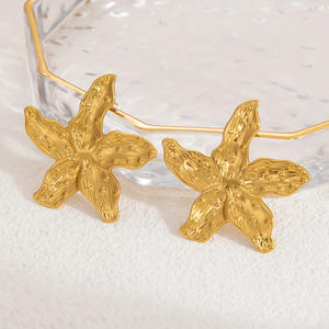 Pendientes de Estilo Europeo Americano con Temática Marina, Acero Inoxidable Chapado en Oro de 18K, Estrella de Mar, Concha, Perla, Coral, para Mujer - Product Image 2