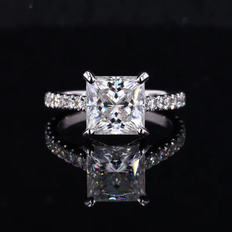 18k princess cut moissanite engagement ring def vs small size lab grown diamond woman ring