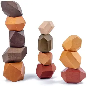 Kinder Stapels piele Regenbogen Holz felsen Toy Arts Balancing Blocks Set Early Education Building Kreative farbige Holz steine