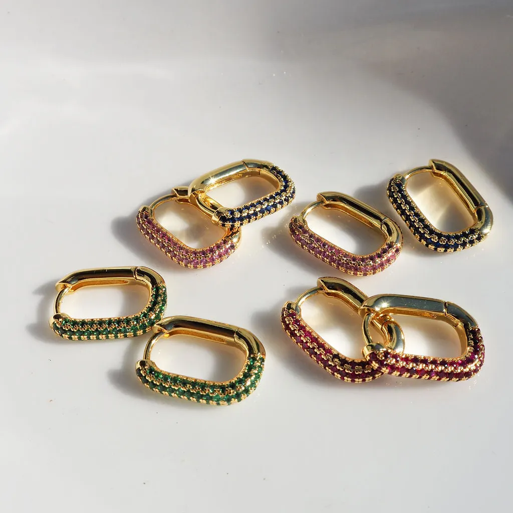 Slovehonny 925 Silver 2023 New Trend Pave Huggie Hoop Earrings With Rainbow Zircon Multicolor Earring