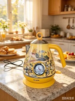 Bouilloire électrique à chauffage rapide 2000W en acier inoxydable avec finition peinture métallisée, grande capacité 1,7L, arrêt automatique