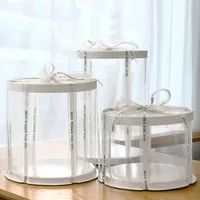 Boîtes à gâteau transparentes, rondes et blanches, Design personnalisé de luxe, pour anniversaire et mariage, 100 pièces
