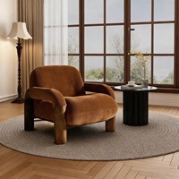 Fauteuil design en bois grainé de forme spéciale, style Wabi-Sabi, pour villa ou séjour haut de gamme