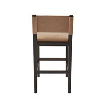 Chaise de salle à manger contemporaine en bois massif avec revêtement en tissu, tabouret de bar haut avec accoudoirs et dossier amovibles