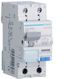 Hager Rcbo 1P+N 16A Tipo A 300mA Curva C 4500A per Protezione Elettrica - Product Image 1