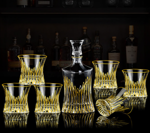 Juego de Decantador de Whisky de Cristal con Borde Dorado, Decantador de 750 ml con Seis Vasos de Whisky de 300 ml, Decantador para Licor, Vodka, Vino, <span class=keywords><strong>Bourbon</strong></span> - Product Image 3