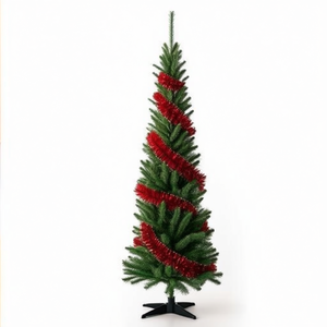 Mini árbol de Navidad artificial de 5 pies con agujas de pino, para exteriores, con decoración de cinta, para uso festivo. - Product Image 1