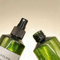 Pompe cylindrique pour lotion cosmétique 60 ml, en plastique PET vert translucide, et flacon vaporisateur de 100 ml à brume fine pour la peau