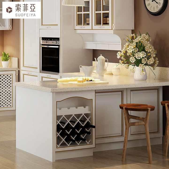 White Shaker Solid Wood Kitchen Cabinet Set American Luxury Kitchen ...