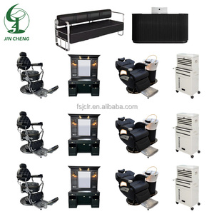 Jincheng Salonmeubilair Zwarte Stoel Salonspiegel Licht Zwarte <span class=keywords><strong>Trolley</strong></span> Schoonheidssalon Balie met LED - Product Image 5