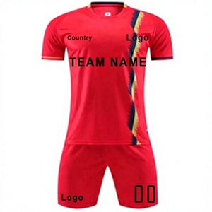 Ensemble de maillots de football personnalisés, uniforme de football, vêtements d'équipe OEM, impression par transfert thermique, respirant, séchage rapide, manches courtes, polyester - Product Image 1