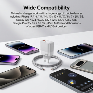 <span class=keywords><strong>Chargeur</strong></span> <span class=keywords><strong>rapide</strong></span> Cantell 25W double USB A+C PD avec sortie 5V/3A pour la maison et les voyages, compatible avec les prises US/EU/UK et les téléphones mobiles - Product Image 6