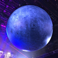 Ballon lunaire géant gonflable de 5 m pour décoration de festival, lumière exquise bleue, publicité gonflable, planètes suspendues