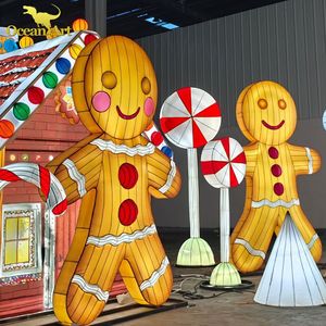 Gingerbread Man LED lễ hội triển lãm đèn lồng vải lụa cây thông giáng sinh ánh sáng triển lãm - Product Image 6