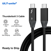 Kabel USB-C ULT-unite 8K 60Hz 100W Thunderbolt 3 Pengisian Daya Cepat