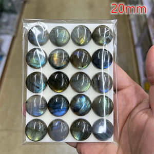 Nouveauté Labradorite bleue brillante polie sculptée cabochons ronds en pierre de palmier Labradorite naturelle cristal pierres lâches à vendre - Product Image 2