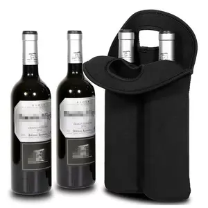 New Portable Two Bottle Fashion Neoprene Wine Carrier Tote Bag