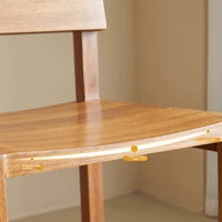 Chaise de salle à manger en bois massif de style chinois, inspirée du Wabi-Sabi, avec dossier et application pour balcon, joints à mortaise et tenon