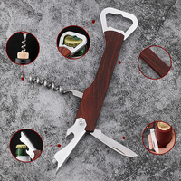 YY7411 Ouvre-bouteille de vin avec logo personnalisé Ouvre-bouteille multifonctionnel en bois et en plastique Couteau hippocampe créatif avec boîte-cadeau