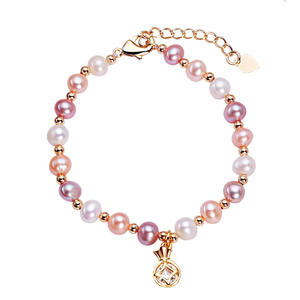 Pulsera de Perlas de Agua Dulce Hechas a Mano para Mujer, Estilo Barroco, con Colgantes de Cristal y Dijes, Joyería al por Mayor - Product Image 5