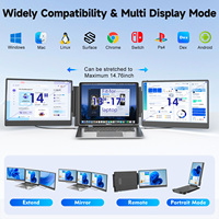 New Trend 14 Inch 1080P S3 Laptop Extender Dual Screen Folding Display Triple Portable Monitor for Laptop Screen Extender