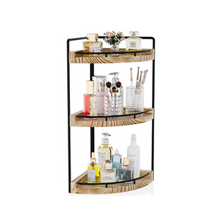 Estante de esquina de madera de tres niveles de 7.7 pulgadas de ancho y 17.5 pulgadas de alto para organización de almacenamiento en encimeras de baño - Product Image 5