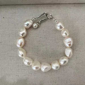 Pulsera Ajustable de Perlas Barrocas Naturales Vintage WENCHI, Chapada en Cobre y Platino, Diseño de Brazalete de Moda de 15-16 cm - Product Image 5