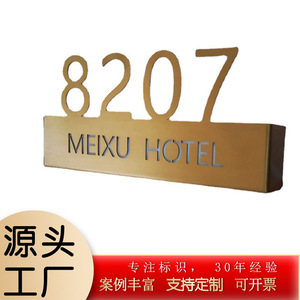 Placa de Puerta para Hotel Meixu 8207, Letrero Metálico con Número de Habitación para Montaje en Pared - Product Image 1