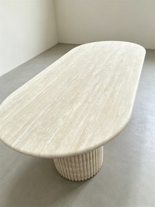 Custom Oval Marble Travertine Dining <strong>Table</strong> 6 Seater Modern Luxury Stone <strong>Table</strong> for Home <strong>Decor</strong> - Product Image 2