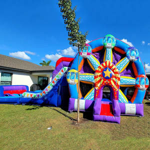 GMY Inflables Noria Feliz Cumpleaños Salto Castillo Tobogán Combo Chateau Gonflable Enfant Niño Parque infantil al aire libre - Product Image 4