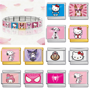 Wholesale Custom Cartoon Animation Cats <b>Dogs</b> Stainless Steel Link Fit 9mm Italian Charm Bracelet Making DIY Jewelry Women Man - Product Image 1