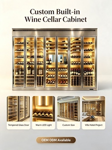 Vinoteca Moderna de Lujo Personalizada, Independiente, con Puerta de Vidrio Templado e Iluminación LED, para Almacenamiento en Villas, Hoteles, Bares y Hogares, OEM/ODM, con Iluminación Ambiental LED - Product Image 6