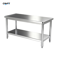 Plan de travail de cuisine commerciale en gros, table de travail en acier inoxydable renforcé 304 201 pour cuisine d'hôtel