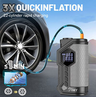 Nouveau démarreur de voiture portable ABS 14,8 V, gonfleur de pneus 6000-15200 mAh, pompe à air 150 PSI, affichage LED, moniteur de pression des pneus, 1 an de garantie