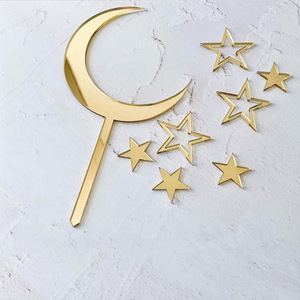 Honey And Sweetness Acrylic Cake Decorations Gold Star And Moon <b>Set</b> Cake Plugin For Birthday Party <b>Baking</b> Dessert - Product Image 3