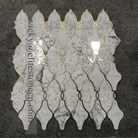 Nouveau Design Noir Blanc Mosaïque De Marbre Waterjet Or Laiton Mosaïque De Marbre Dosseret Carreaux