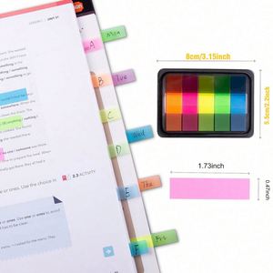 3 paquets de bandes d'indexation néon multicolores, étui de rangement, onglets de page auto-adhésifs amovibles, blocs-notes inscriptibles, étiquettes de lecture pour le bureau - Product Image 2