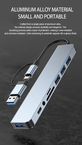 8in1 USB Cハブ USB-A/Type-C両対応 4K HDMI PD充電 RJ45イーサネット USB 3.0 SD/TFカードリーダー ノートPC/MacBook対応 - Product Image 4