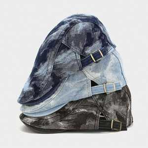 Béret tendance 2024 pour femmes et hommes, casquette en denim tie-dye, chapeau Ivy - Product Image 1