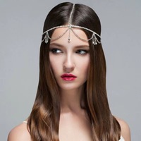 Chaîne de cheveux élégante en strass, vente chaude transfrontalière, style vintage, goutte d'eau, dentelle frontale, accessoires européens et américains