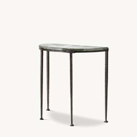 Table console élégante et moderne avec plateau en verre, cadre en métal forgé à la main bronze antique, traverse en X pour entrée, ancrage domestique, personnalisable OEM
