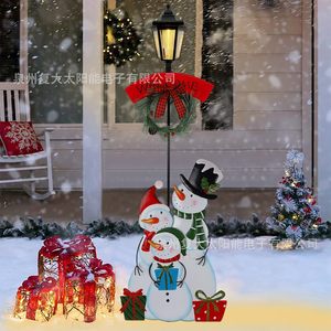 Lumière solaire de Noël en forme de bonhomme de neige avec panneau de bienvenue, décoration extérieure, lampe LED étanche - Product Image 4