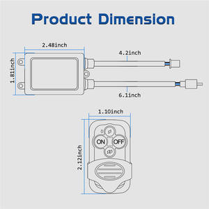 Interrupteur de commande sans fil avec émetteur-récepteur de puissance, <span class=keywords><strong>9</strong></span> 16 volts, longue portée, 98 pieds, marche/arrêt, 6 modes stroboscopiques, faisceau pour éclairage de voiture - Product Image 6
