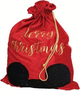 Bolsa de Regalo Navideña de Terciopelo Rojo de Lujo, con Diseño de Ratón Navideño, para Regalos de Navidad - Product Image 1
