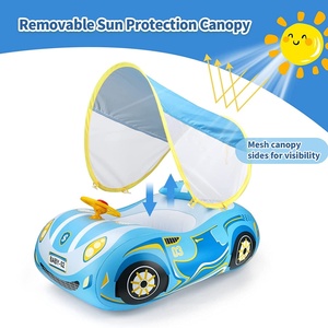 Suitable for Children Aged 1-4 Years Baby Pool Float <b>Inflatable</b> <b>Car</b> Baby Swim Float with Adjustable Sun Canopy and Safety Seat. - Product Image 4