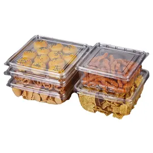 食品级宠物塑料饼干包装盒一次性透明甜点糕点盒烘焙食品容器盒